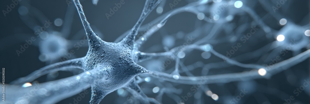 Poster Visual Representation of Neural Networks Showcasing Intricate Nodes and Connections in a Modern Three-Dimensional Style Related to Artificial Intelligence