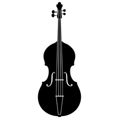Fototapeta premium Black silhouette of a double bass