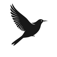Fototapeta premium Black Silhouette Of Flying Bird With Spread Wings In Elegant Minimal Style For Nature And Wildlife Design