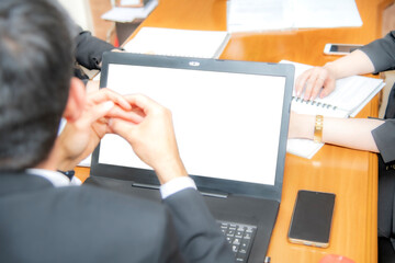 Business team meeting, work process. Photo of professional team working with new startup project.