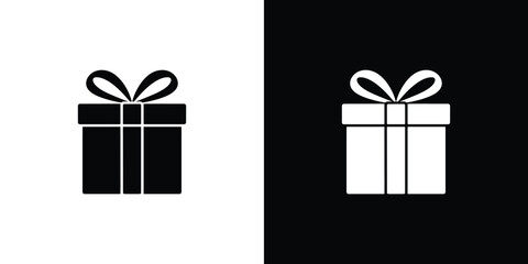 Inverted Gift Box Icons Black Box on White, White Box on Black