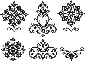 A set of elements, symbols, ornaments, mandalas. Hand drawn vector illustration	