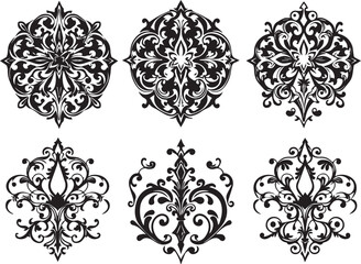 A set of elements, symbols, ornaments, mandalas. Hand drawn vector illustration	