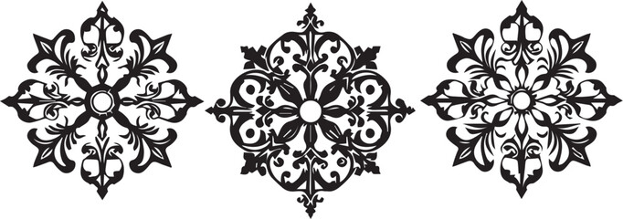 A set of elements, symbols, ornaments, mandalas. Hand drawn vector illustration	