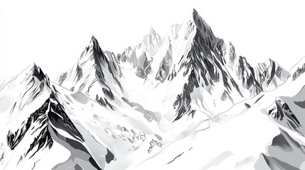 Majestic snow-capped mountain range illustration.