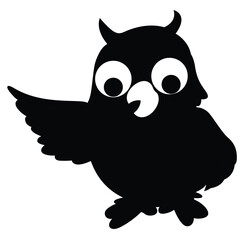 Cure cartoon hand drawn vector owl silhouette.