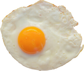 Fried egg isolated on white background top view