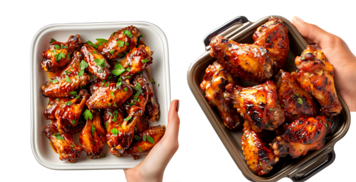 Hand holding crispy Ranch Hot chicken wings garnished with fresh cilantro, great for appetizers or main meals