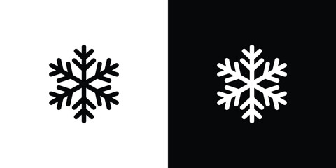 Snowflake Icons Black Snowflake on White, White Snowflake on Black, Winter Season Illustration