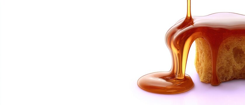 Caramel syrup pouring over a cake