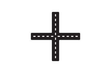 Obraz premium Road Intersection silhouette vector with white background