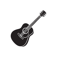 Fototapeta premium Modern Acoustic Guitar Vector - Flat Guitar Silhouette - Minimal Acoustic Guitar Drawing.