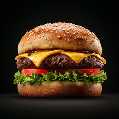 Close-up view of a delicious cheeseburger.