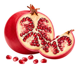 ザクロの実 鮮やか赤色 ジューシーな断面 光沢感