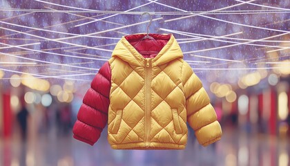Child's yellow and red puffer jacket