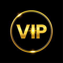 Golden VIP Badge. Luxury Membership Emblem, Premium Gold Label Design for Exclusive Access or Elite Status. Vector Illustration