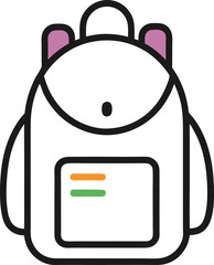 Cute cartoon backpack icon illustration