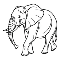 Black and White Elephant Drawing in Minimalist Line Form