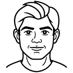 Modern Facial Expression Outline Drawing in Black and White