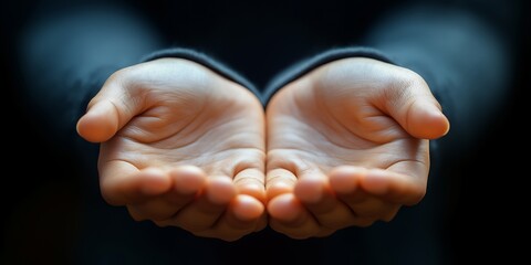 Caring hands showing nothing mockup creativity inspiration AI generated art