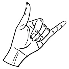 Modern Hand Gesture Outline Drawing in Black and White