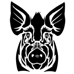 Black Silhouette of Pig Head