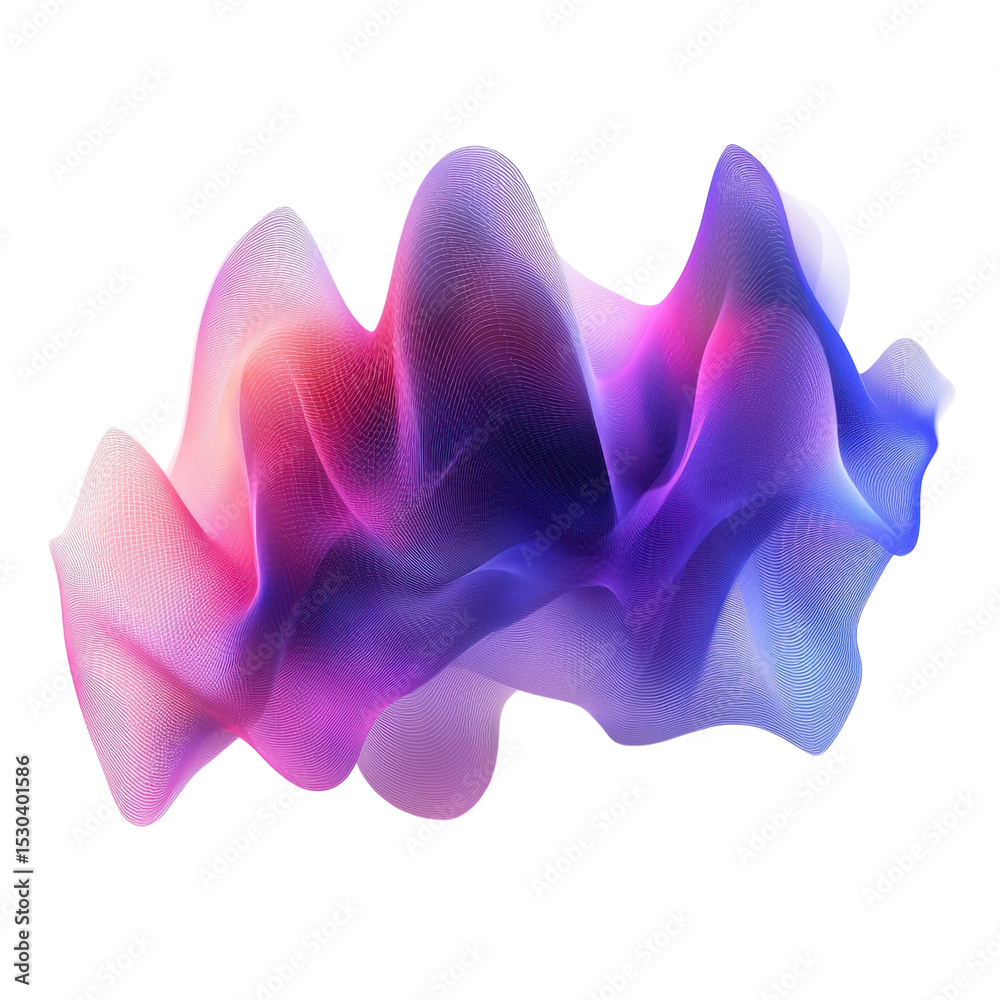 Poster abstract shape gradient colors mesh wave illustration 3d rendering art on transparent background