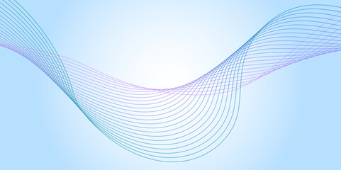 Abstract blue gradient background with shining lines waves.