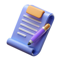 3d render of purple notepad and pen