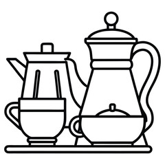 black and white tea coffee line art vector minimalist