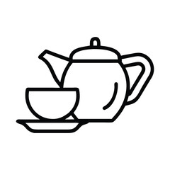 modern black and white tea coffee vector line art graphic