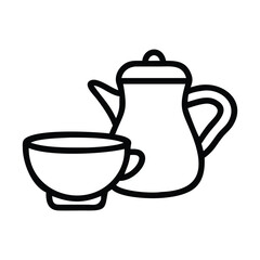 clean tea coffee vector line art black and white design