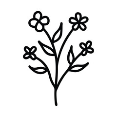 wildflower minimal line art black and white vector illustration