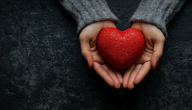 Caring hands with heart mockup love compassion kindness support charity care humanity AI generated art