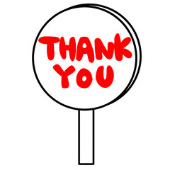 感謝、ありがとう、THANK YOUの文字ハンコ風スタンプのイラスト。