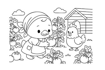 Hand Draw Cute Animal, Kawaii, Page Coloring For Kids, Mermaid, Sea, Forest, doctor, teacher, student, police, traditional clothing, Coloring Book Illustrations 