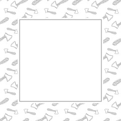 Obraz premium construction frame. doodle construction tool square frame. hand drawn construction frame background. construction tool background