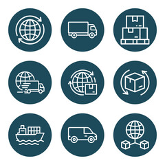 Logistics Icons Worldwide Shipping Network. Icon symbol illustration