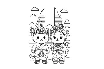 Hand Draw Cute Animal, Kawaii, Page Coloring For Kids, Mermaid, Sea, Forest, doctor, teacher, student, police, traditional clothing, Coloring Book Illustrations 