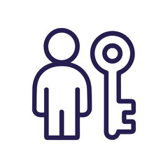 Person with Key Access Granted. Icon symbol illustration
