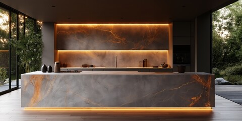 Kitchen counter concept art with detailed visuals, rich colors, high quality design, perfect for presentations and creative mockups, AI generated art