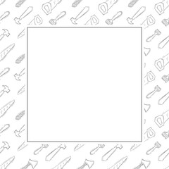 construction frame. doodle construction tool square frame. hand drawn construction frame background. construction tool background