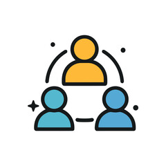 Triangular Collaboration A colorful connection of people. Icon symbol illustration