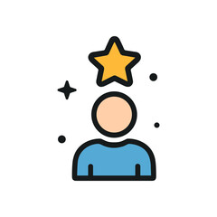 Starachieving person with talent and skills. Icon symbol illustration