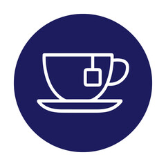 Simple teacup icon on dark blue. Icon symbol illustration