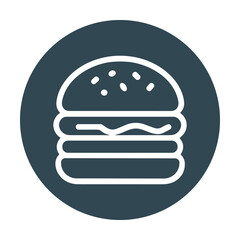 Burger icon within a dark circle. Icon symbol illustration