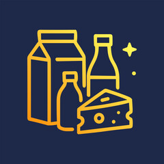 Gleaming Dairy Delights on Midnight Blue. Icon symbol illustration