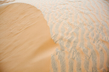 Stunning Details of Wind Patterns on Golden Desert Sand Dunes