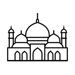 Mosque Outline Icon with Dome and Minarets