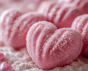 Heart-shaped cookies and candies for sweet Valentine's Day gifts, special festivals